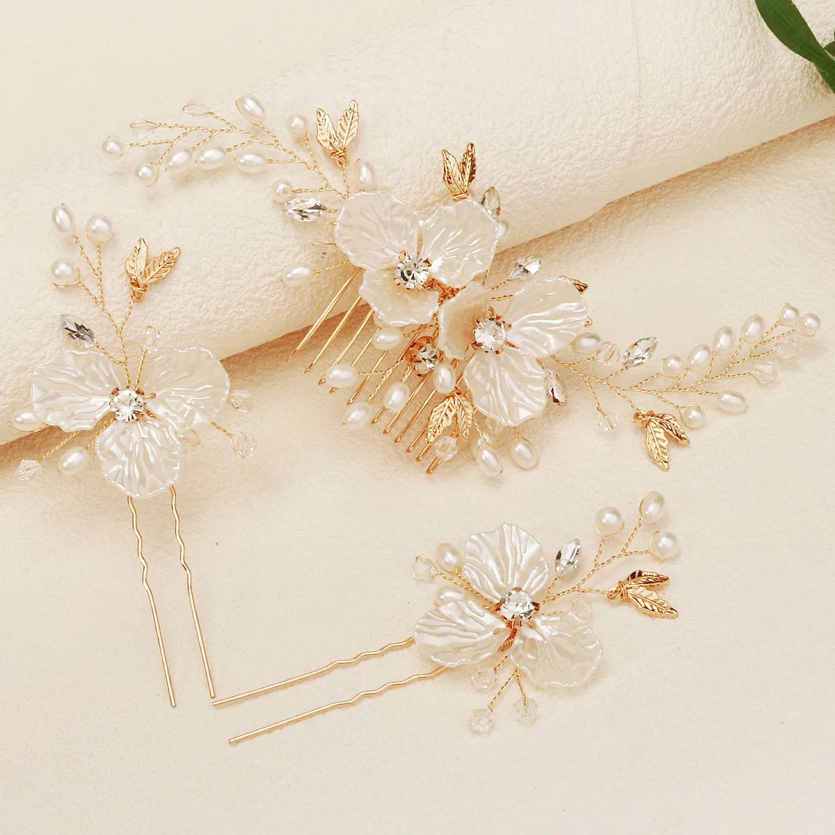 3pk/Set New Acrylic Floral Bridal Hair Comb Set Classic Handmade Pearl Hair Clip For Women Party Jewelry Hairpin Headpiece