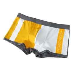 Men's Fashion Patchwork Trunk Youth Cotton Breathable Comfy Sports Panties Contrasting Bulge Pouch Sweat Absorption Boxer Shorts