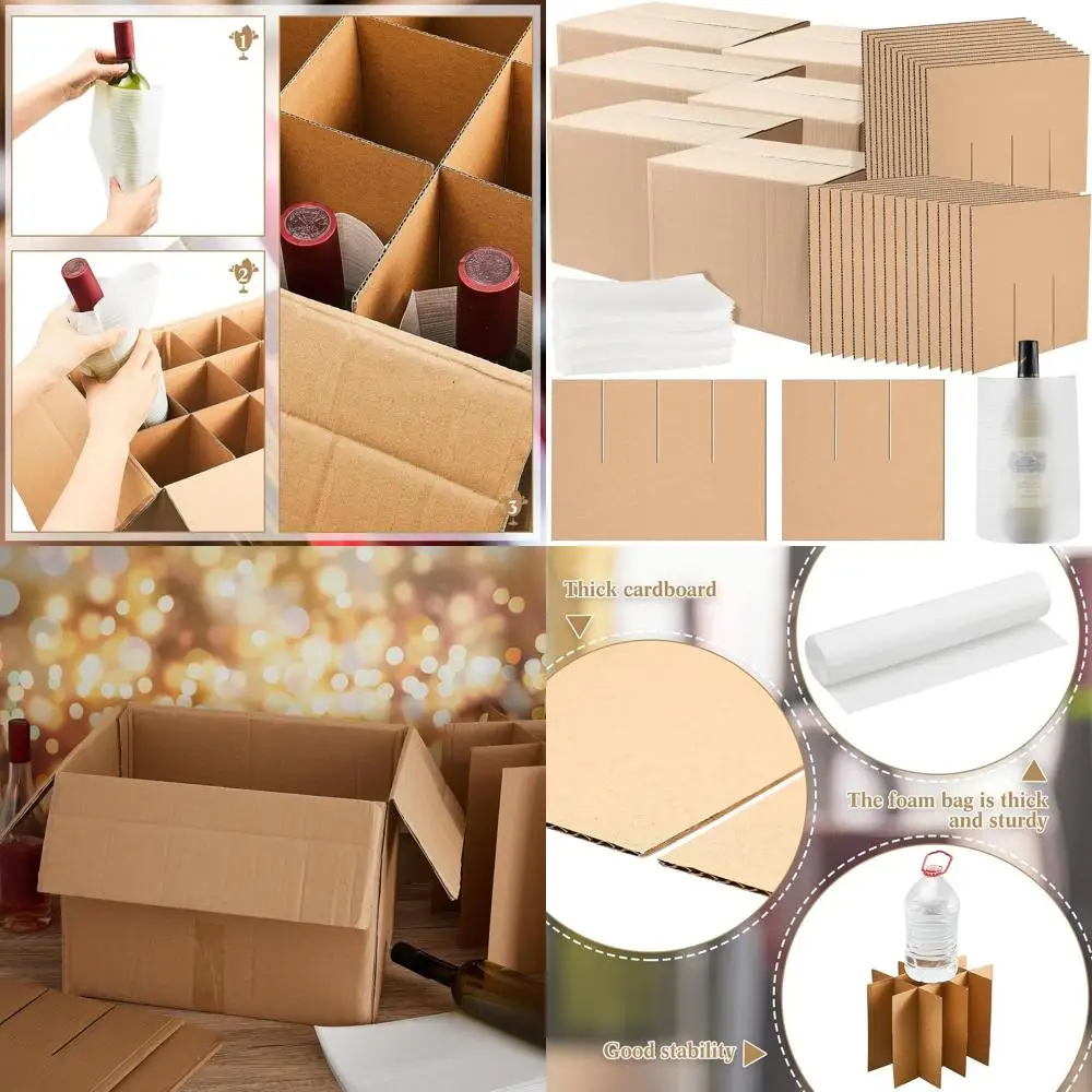 

6-Pack Moving Boxes with 16x12x12 Divider Kits & 10 Corrugated Dividers for Kitchen & Dish Packing