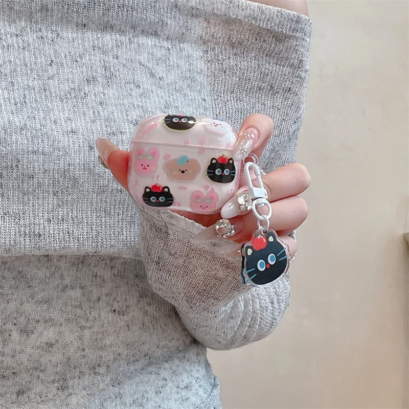 Cartoons Animal heads Case For Apple Airpods Pro 2 3 Cute Cover Silicone Headphone Charging Cases For Airpod 4 3 Pro2 Gen Funda