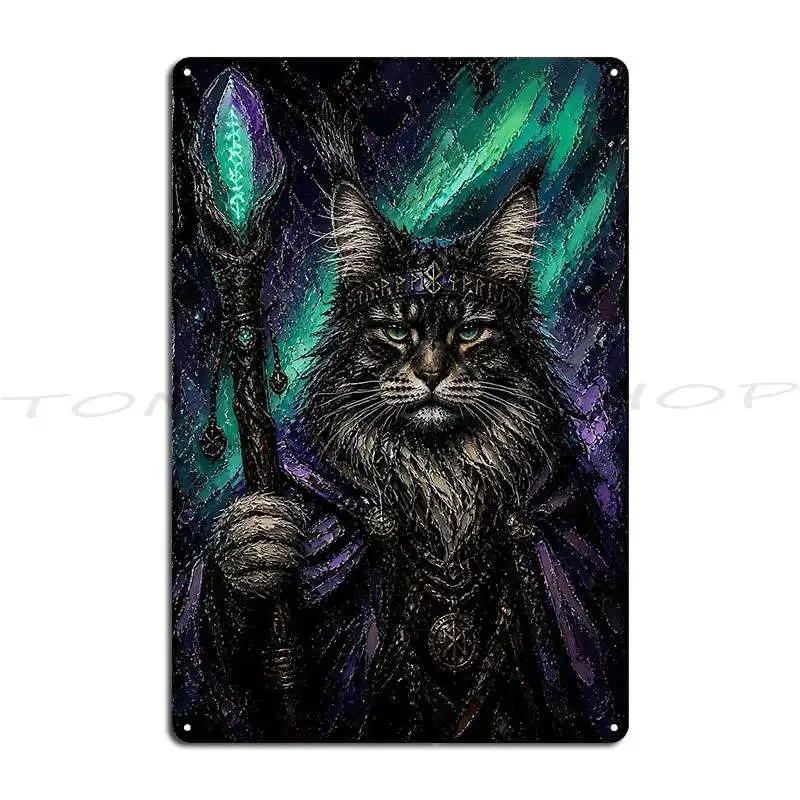 Neon Glow Magic Staff Maine Coon Metal Signs Classic Design Wall Cave Retro Designer Tin Sign Poster