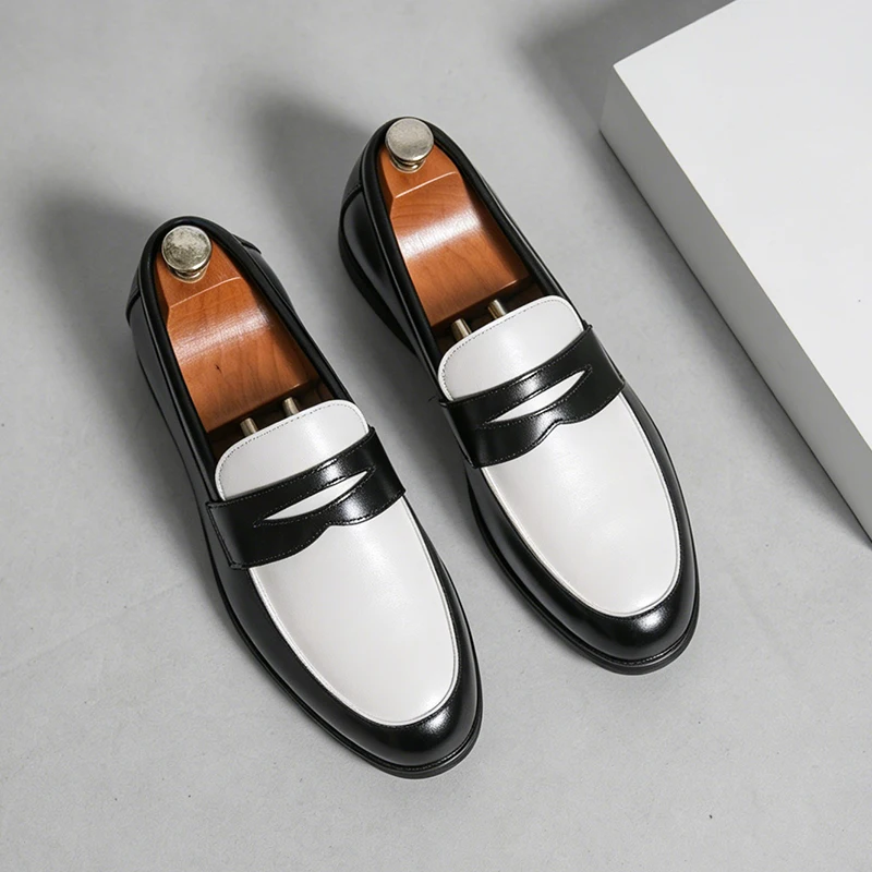 Men New Dress Shoes Non Slip Plus Size Wear Resistant Genuine Loafers Shoes Walking Women Lightweight Comfortable Leather Shoes