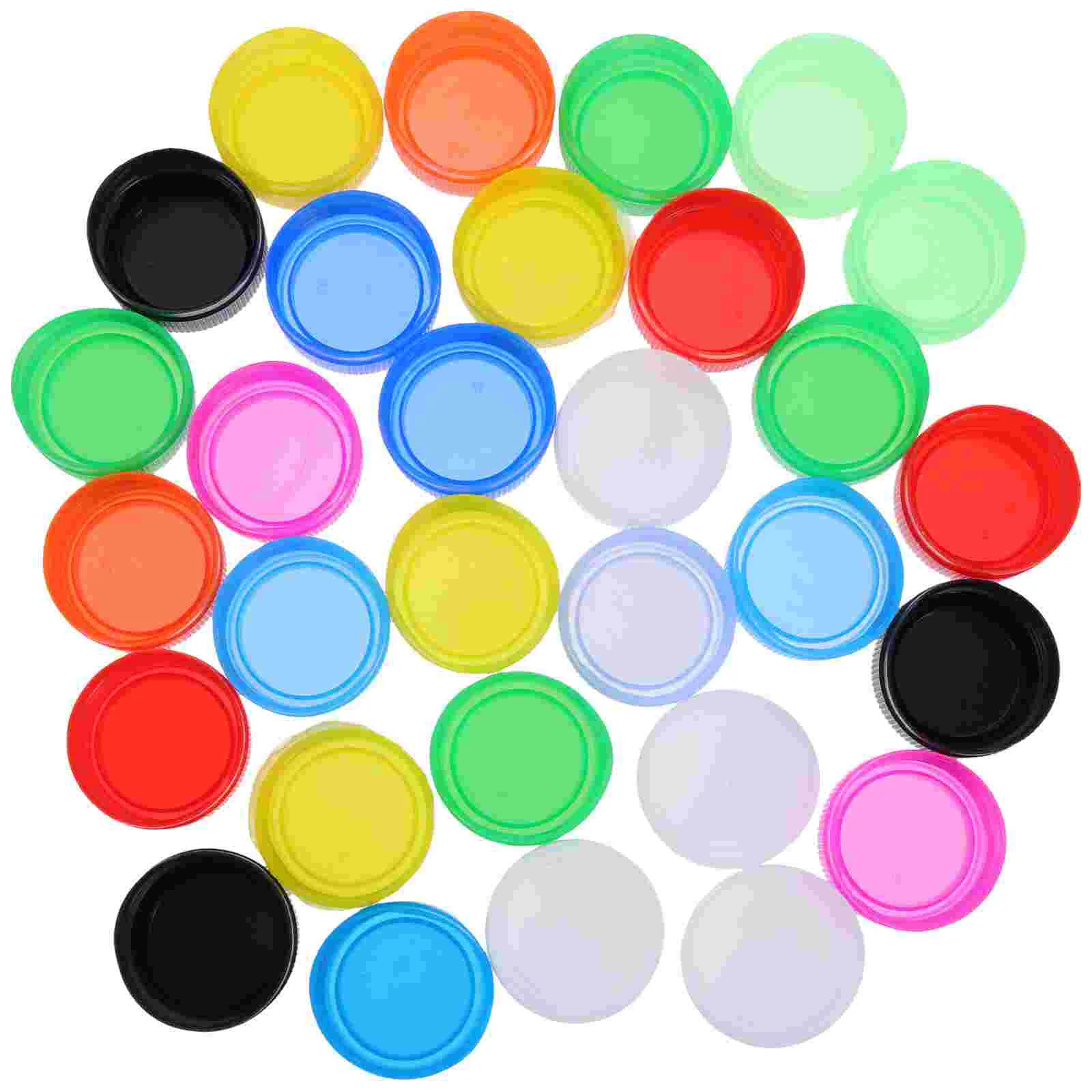 100pcs Colorful Bottle Cover Kids DIY Plastic Bottle Caps Bottle Lids Handcraft Material for Kindergarten DIY Craft Projects