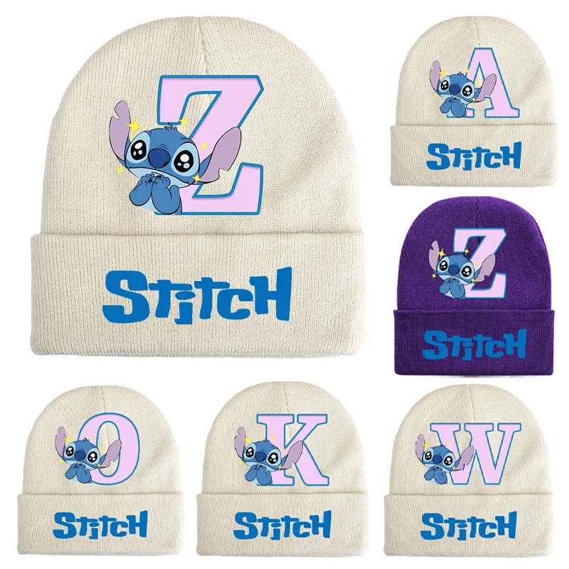 Disney Stitch Hat for Women Men Beanies Letter Knitted Baby Hats Winter Girl Beanies Warmer Bonnet Ladies Casual Cap Cute Gifts