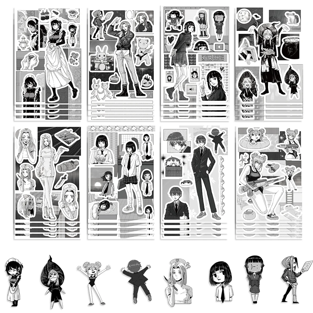 8/16/24Pcs Black and White Comic Characters Sticker Make A Face Funny Assemble Educational Toys Children DIY Puzzle Stickers