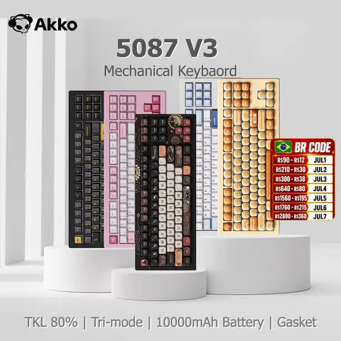 Akko 5087 V3 Keyboard 80% TKL Layout ANSI-US Hot-swappable RGB USB Type-C/2.4g&BT5.0 Tri-mode Custom Gaming Mechanical Keyboard