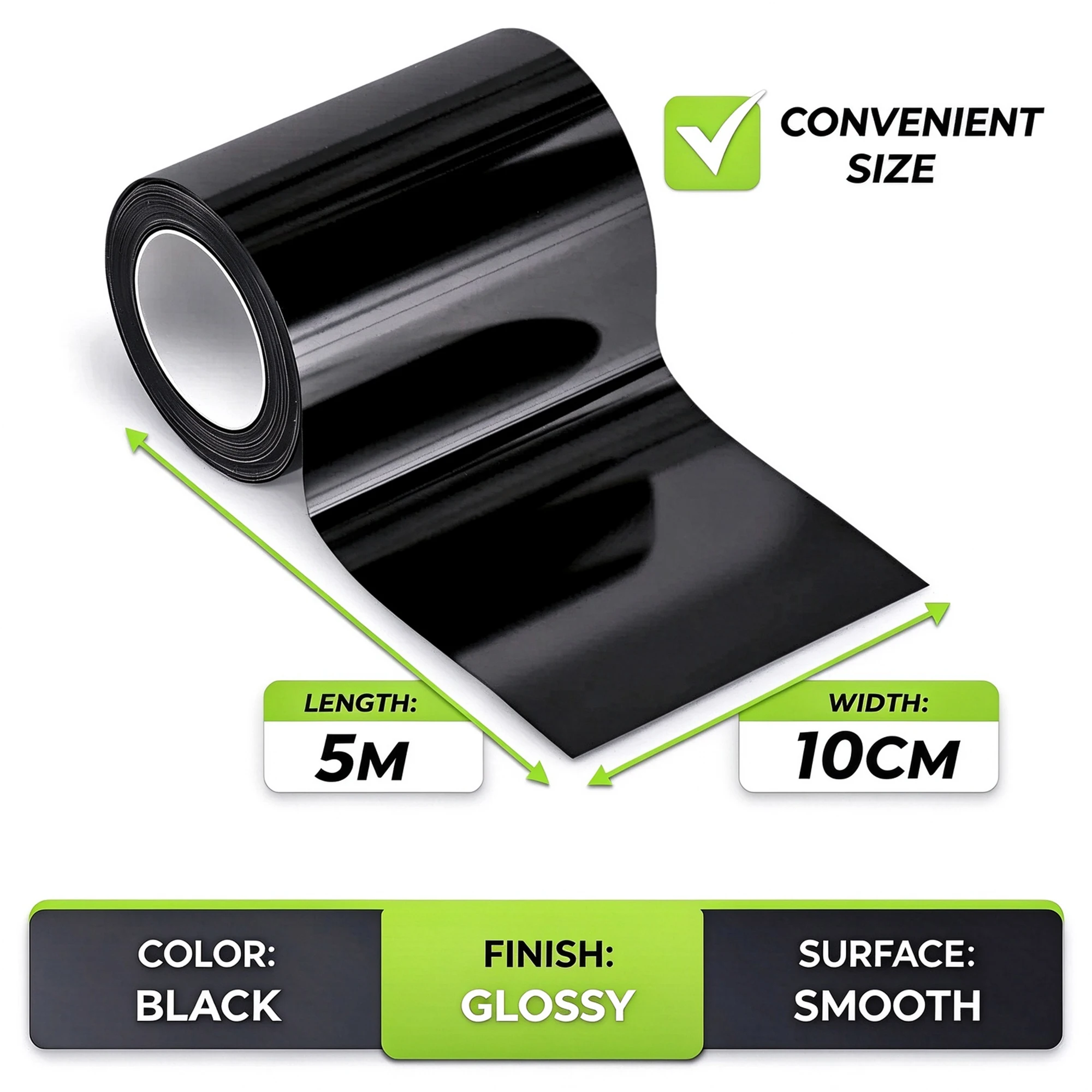 10cm x 5m 광택 블랙 비닐 랩 테이프, 차량 문 - Car Wrap Film Matte Black 리뷰 및 가격
