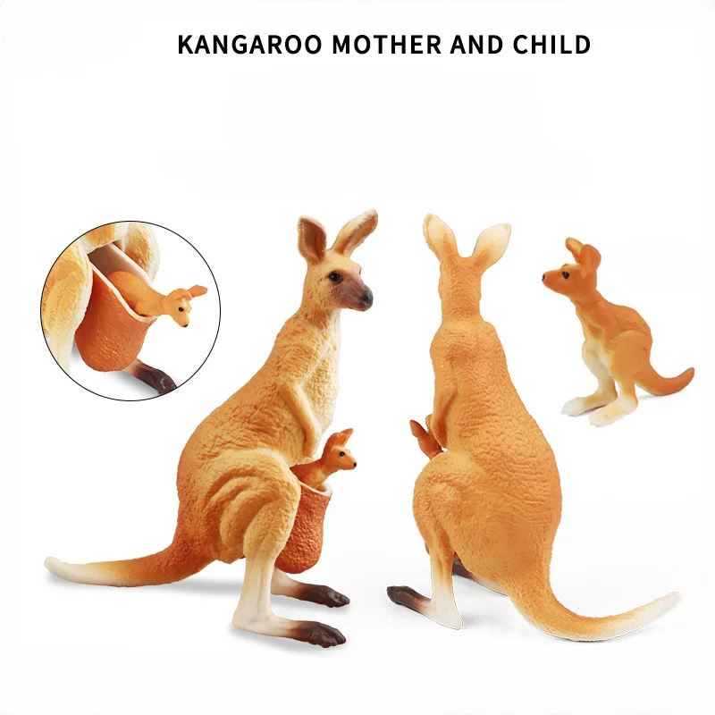 OozDec Simulation Kangaroo Model Wild Animal Set Kangaroo Zoo Solid Decorative Ornaments Children's Toys