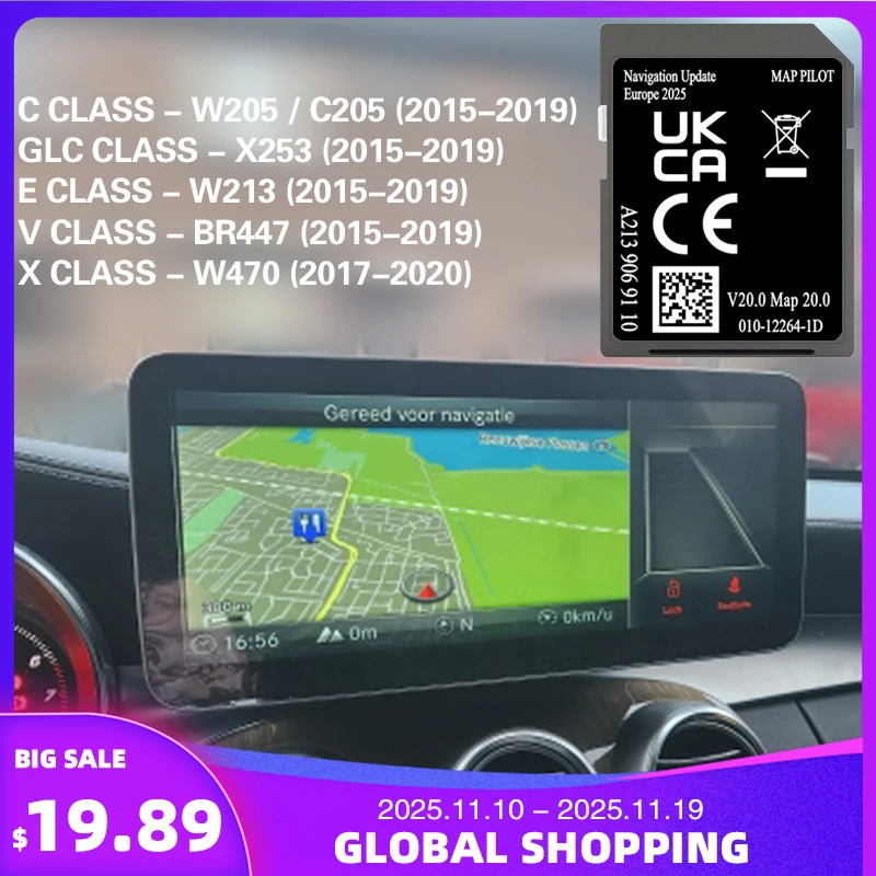 

Free Delivey Cost Factroy OEM A213 GPS Navigation Europe for Mercedes GLC/C/E/V/X-class SD Card Maps Polit V20