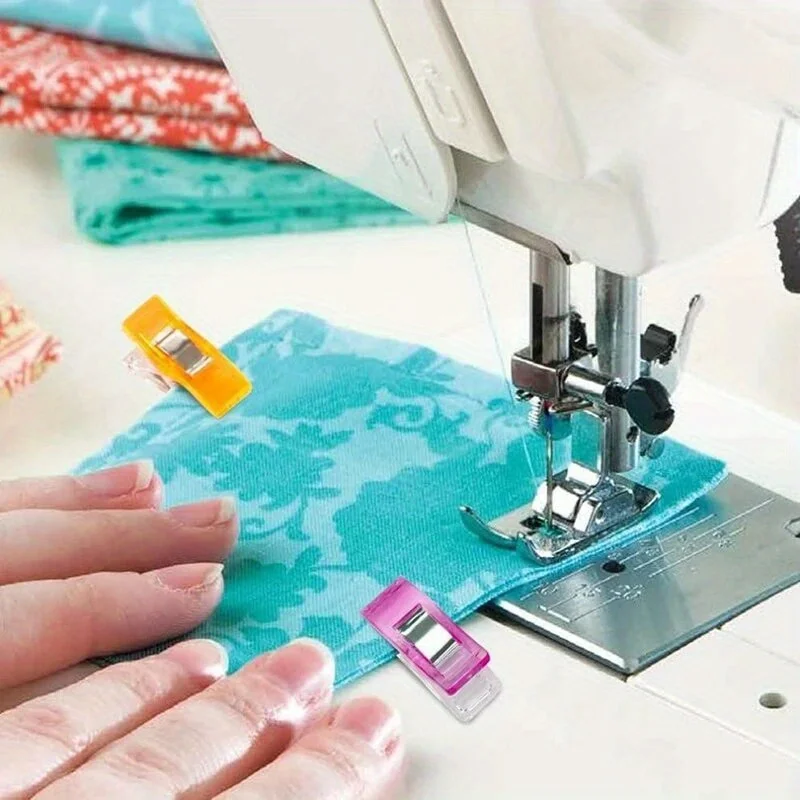 100/50/10 Stück Nähclips aus Kunststoff, Stoffclips, Nähzubehör, Taschenbindung mit Quiltstiften zum Fixieren von Stoffschichten – Detail 2