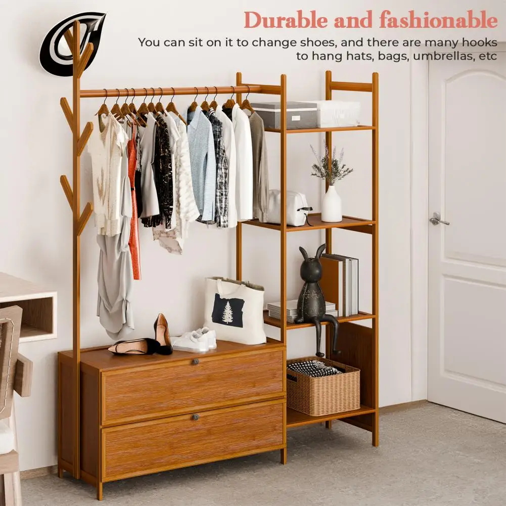 

Simple Assembly Bamboo Wardrobe Standing Wardrobes Modern Household Storage Cabinets Bedroom Furniture Wardrobe Garment Rack