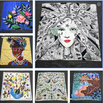 ผ้าคลุมไหล่สี่เหลี่ยมขนาดใหญ่พิมพ์ลายศิลปะสเปนแบบดั้งเดิมการค้าต่างประเทศ