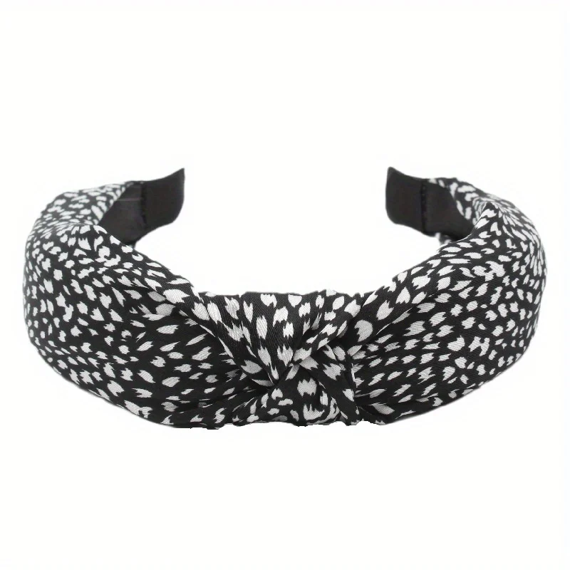 

Chic Leopard Print Headband with Center Knot Solid Twill Cloth Women's Fashion Hair Accessory Girls Stylish Hairband