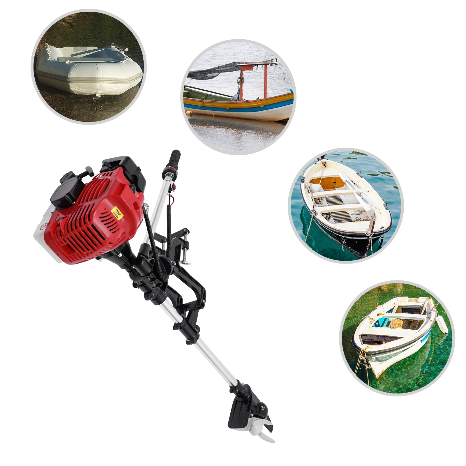 45CC 2 Stroke 6HP Outboard Motor CDI Ignition System 7800W Aluminum Alloy Outboard Engine for Fishing Plastic Wooden Boats