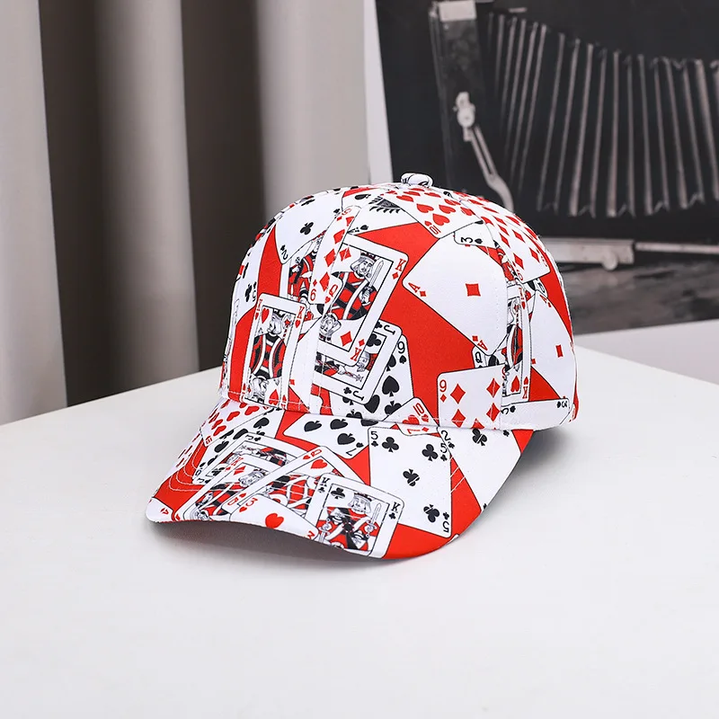 Summer Autumn Unisex Trend Print Poker Chain Letter Element Baseball Cap for Men Women Street Outdoor Hip Hop Snapback Hat