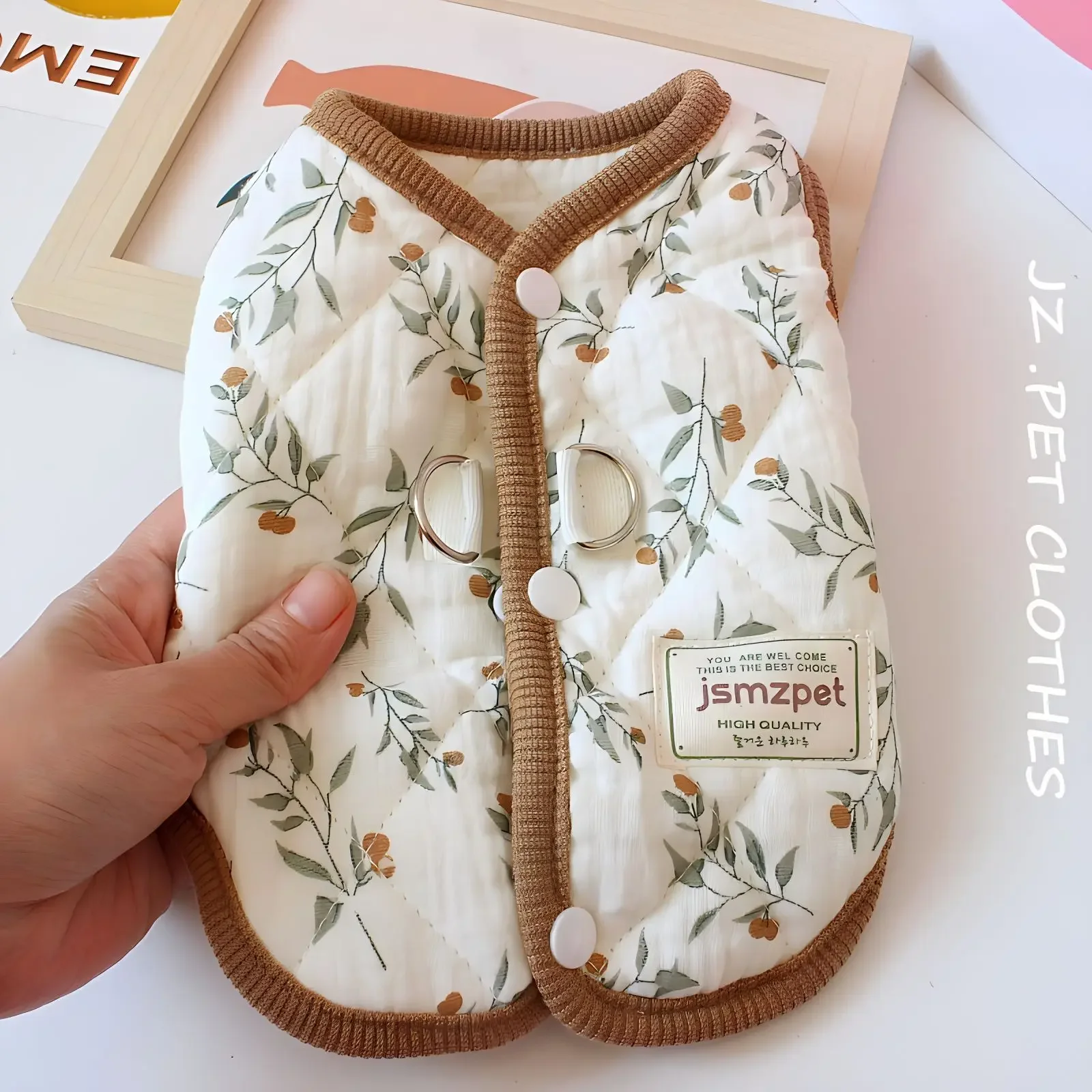 Pet Rabbit Print Coat Winter Cat and Dog Clothes Autumn and Winter Clothes Teddy Bear Small Dog Warm Floral Vest Puppy Clothes