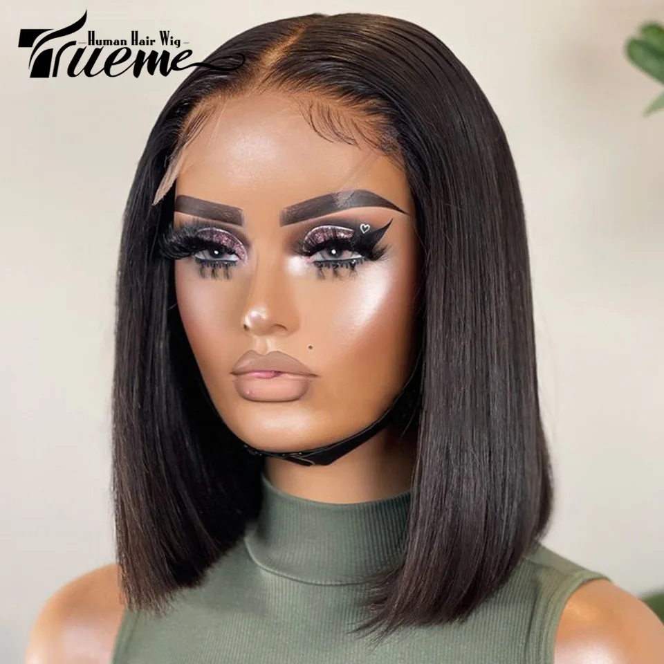 

HD Glueless Short Bob Wig 13X4 Bone Straight Lace Front Human Hair Wigs For Women Pre Plucked Transparent Lace Frontal Human Wig