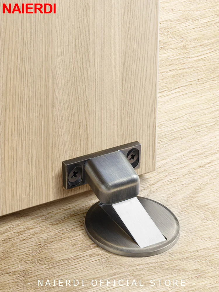 NAIERDI Magnetic Door Stopper Nail-free Zinc Alloy Door Stops Wind-Proof Door Holders Heavy Duty Door Catch Furniture Hardware