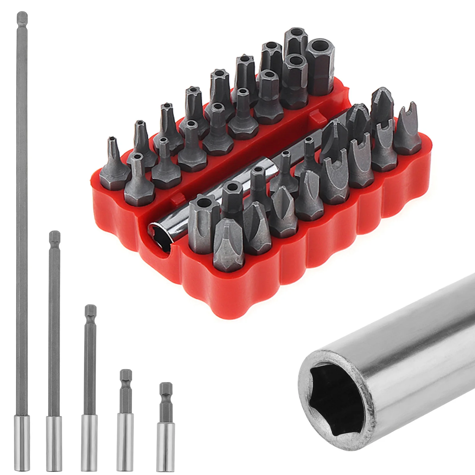 1/4 inch Magnetic Electric Drill Screwdriver Bits Holders Hex Shank 50 60 100 150 300mm Drill Bit Holder Socket Extender Set