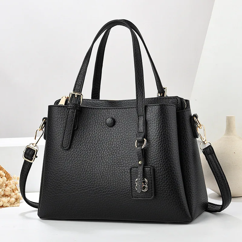 

Ladies Fashionable Shoulder Handbag Commuter Bag Winter New Arrival Soft Pu Leather Zipper Closure Square Shape Bag