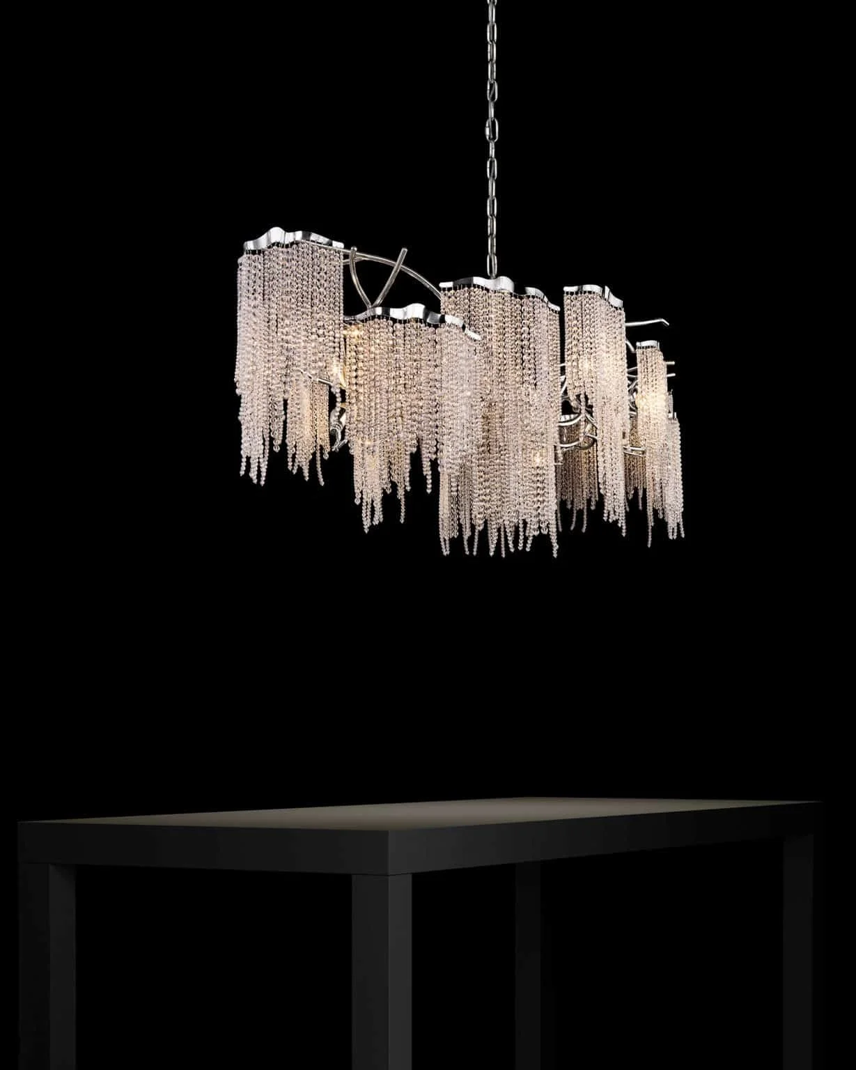 JYLIGHTING Customized Design LED Ceiling Hanging Chandelier Vintage Glass Copper Crystal Beads Pendant Light for Hotel Villa
