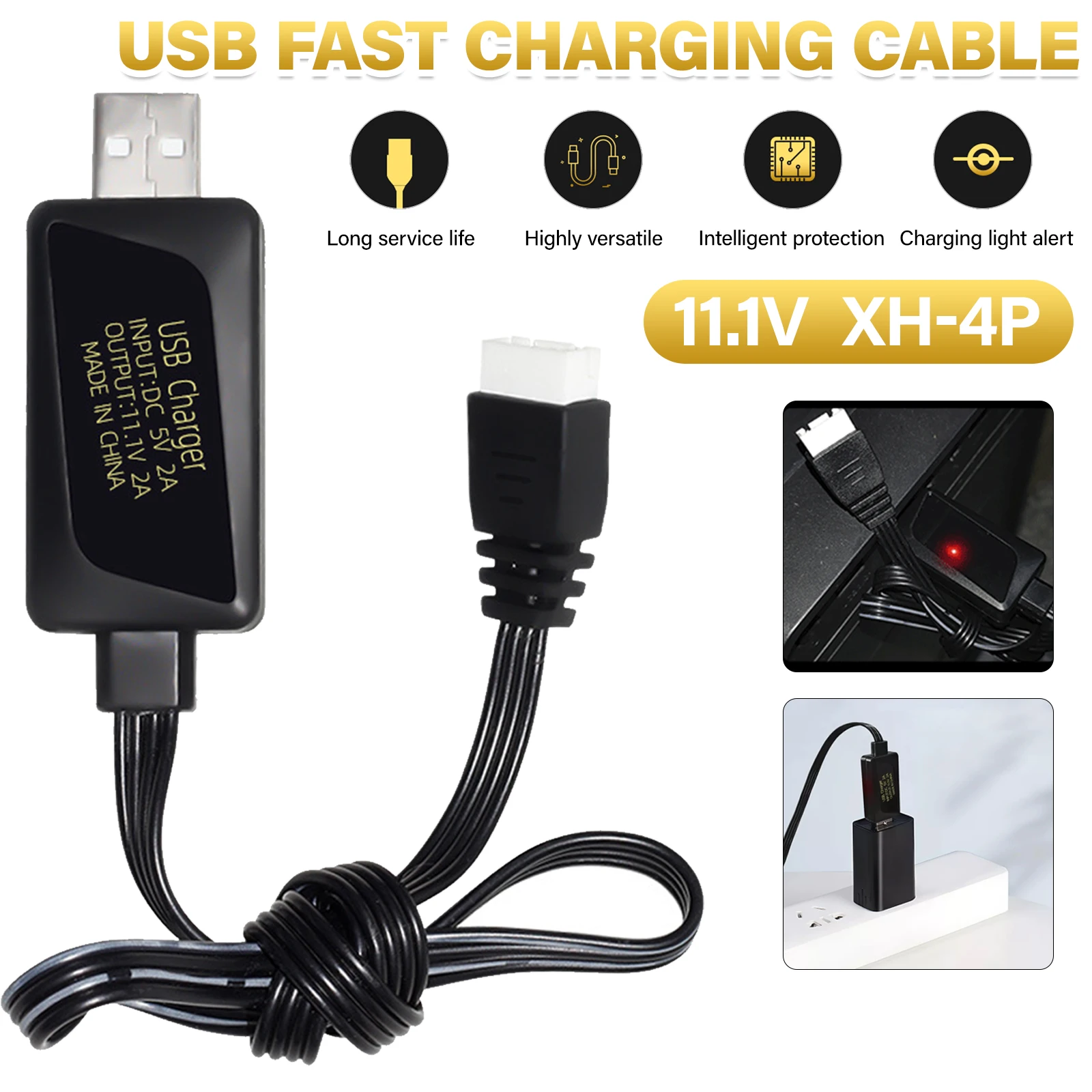 3S 11.1V 2A USB Fast Charging Cable for RC Cars Drones Car Models RC Boats Air