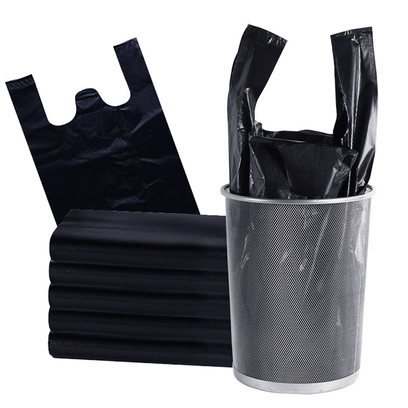 80pcs Thickened Black Plastic Bag Vest Storage Bag Takeaway Shopping Packing Garbage with Handle Bag Kitchen Living Room Clean