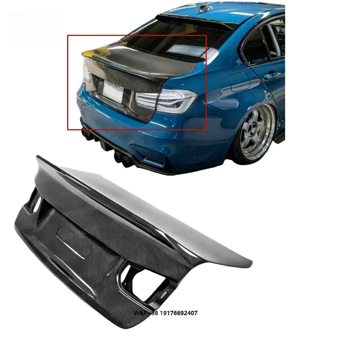 

ForBMW M3 F80 / 3 Series F30 CSL Style Carbon Fiber Trunk Bumper Hood Body Kit Trunk Cover