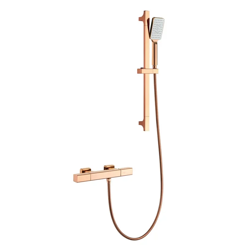 Bathroom Shower Faucet Set Wall Mounted Rose Gold Brass Shower Set Black Gray Finished Modern Styel New