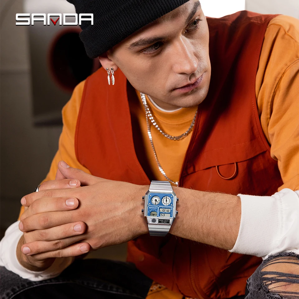 SANDA 3192 Hot-selling LED Electronic Square Men's Youth Casual