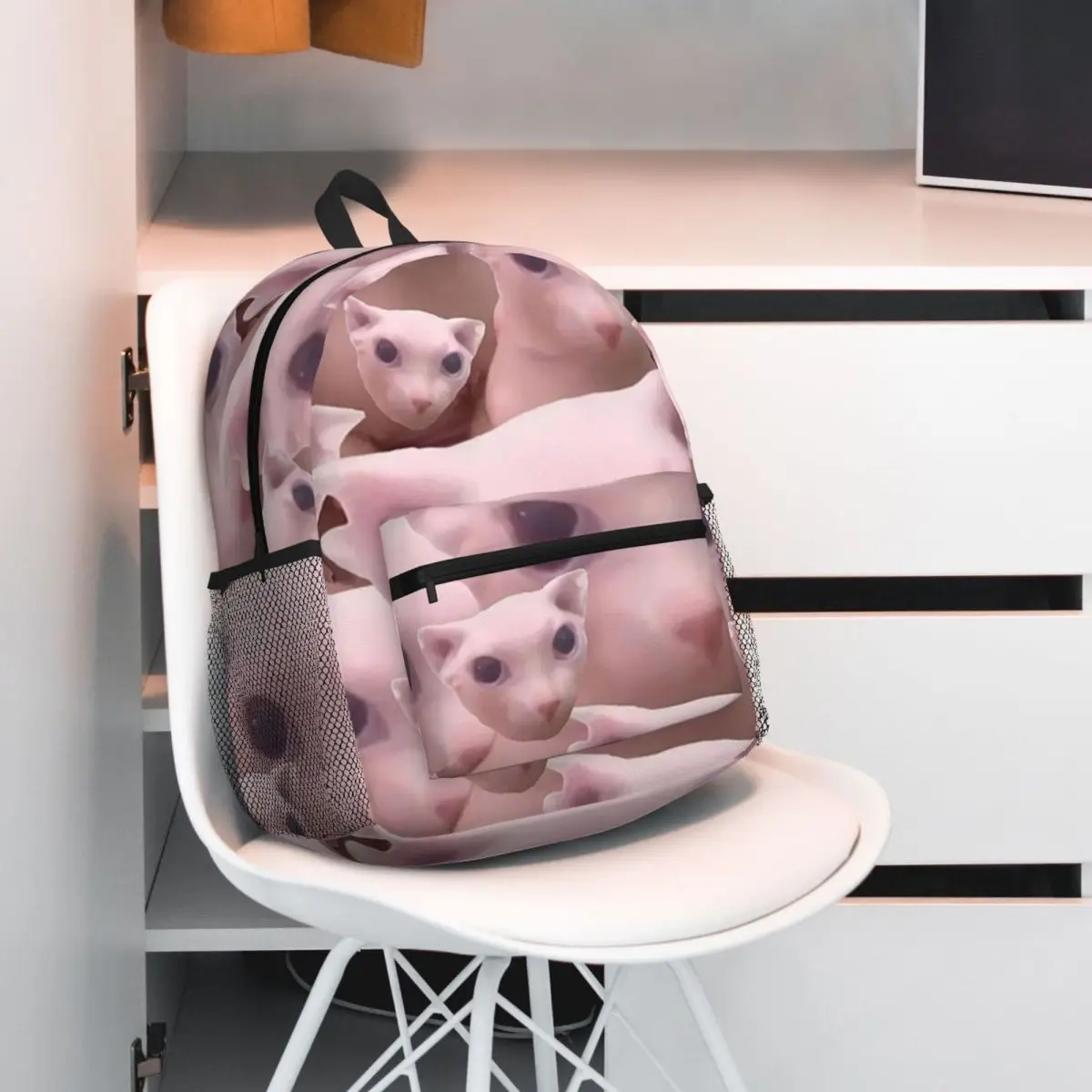 Sphynx Bingus Kitten Cat Backpack Student BookBag Children School Bag Computer Shoulder Bags for Boys Girls
