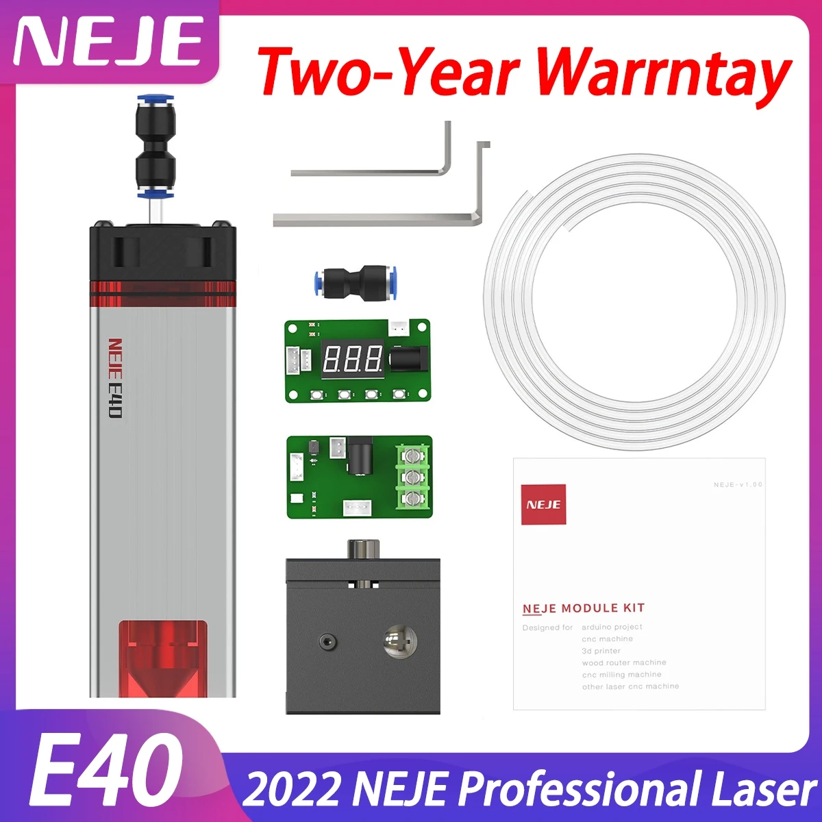 

NEJE E40 Laser Module 11W+ OUTPUT Fixed-Focus CNC Laser CUTTING and CARVING 2 BEAM BUILT-IN HIGH PRESSURE AIR ASSIST DIY