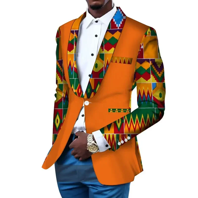 Men Blazer Slim Fit Fancy Blazers Suit Jacket African Men Clothes Blazer Wedding Dress Suit Dashiki Bazin Riche Ankara WYN145