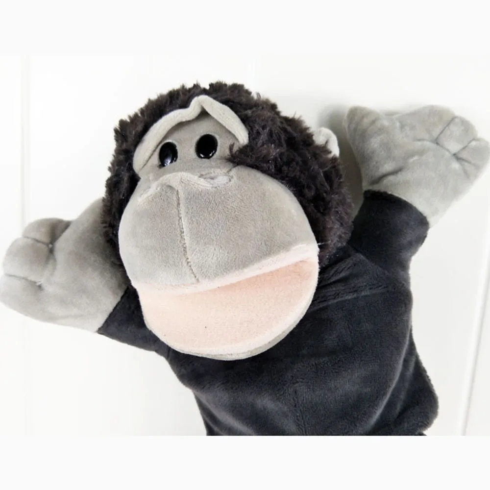 Fantoche de mão para bebê grande macaco gorila preto brinquedo de pelúcia