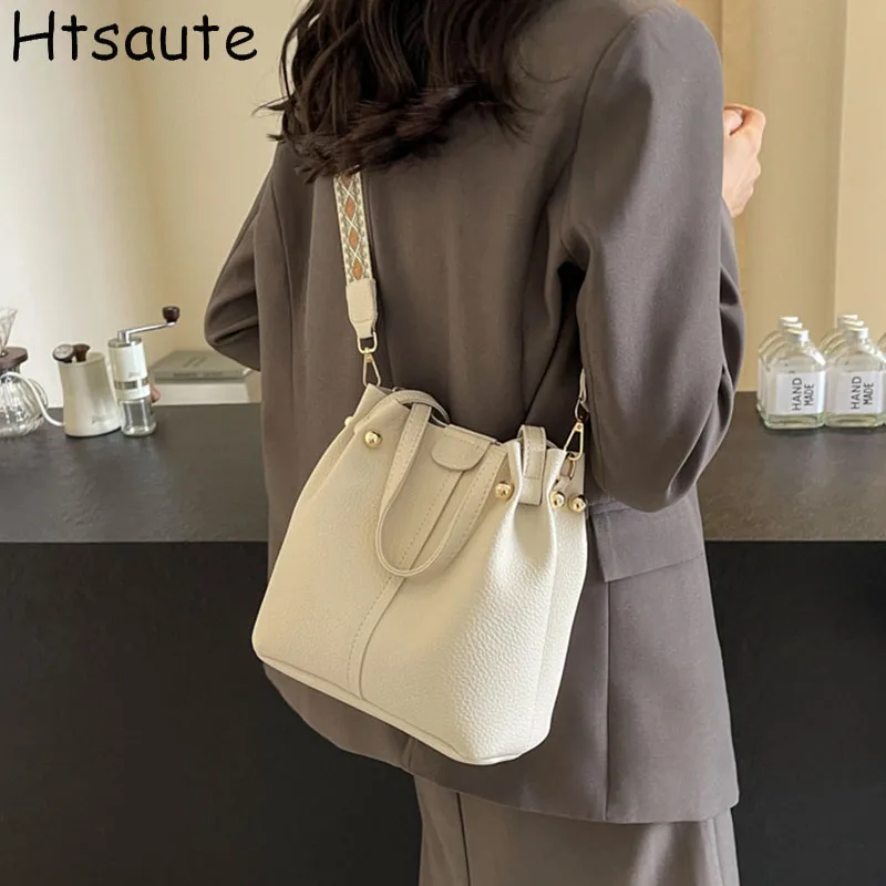 

PU Leather Shoulder Bags for Women 2026 Luxury Designer Buckets Brand Trend Crossbody Bag Females Long Handle Handbags hombre