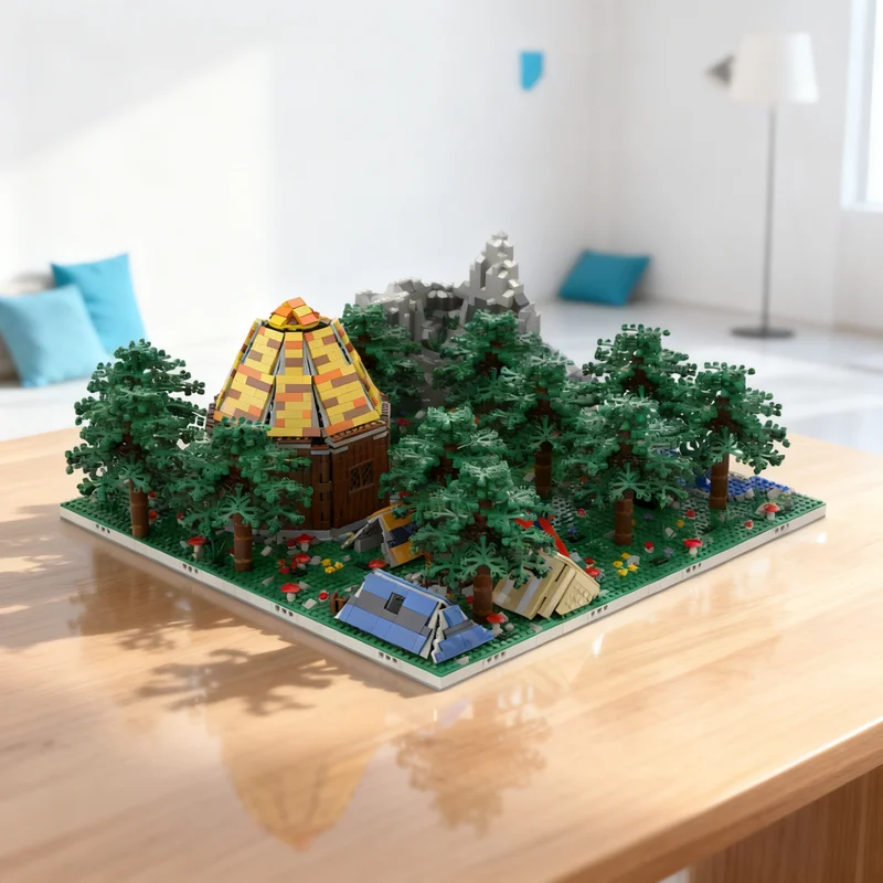 

3413 деталей MOC: Модульный лагерный тент в лесу, модель городского пейзажа, строительные блоки, подарок своими руками, креативный коллекционный декор для демонстрации