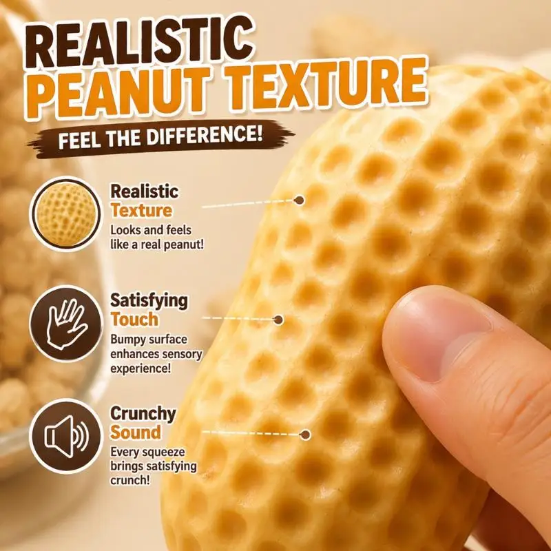 New Handmade Crunchy Peanut ASMR Stress Relief Toy Slow Rising Soft Squeeze Fidget Toy TPR Christmas Gift Idea For Kids Adults