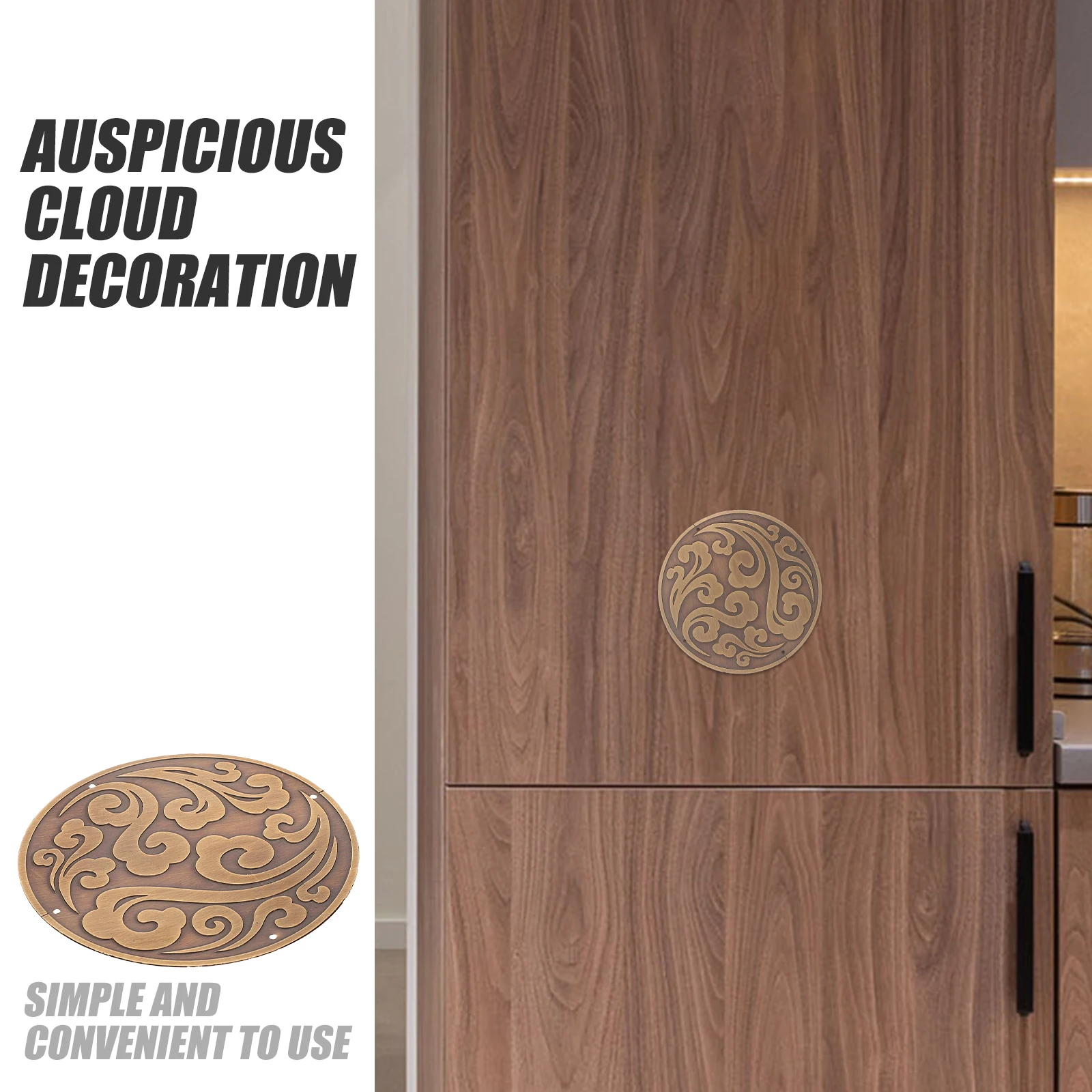 

Cabinet Brass Applique Wardrobe Door Panel Auspicious Cloud Decoration Carved Brass Furniture Decal Vintage Style