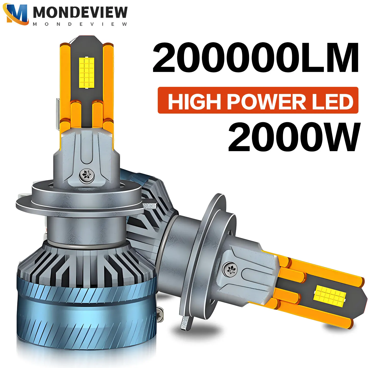 

MONDEVIEW 2pcs car headlight 10 copper tube 2000W high-power running light H1 H4 H7 H11 9005 (HB3) 9006 (HB4) LED modified bulb