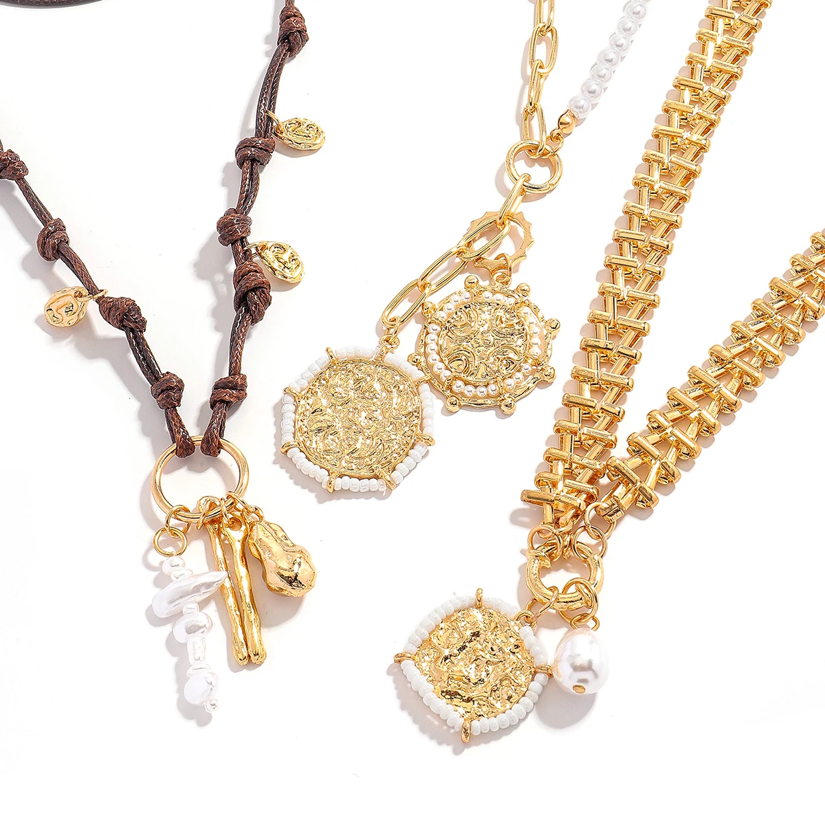 

ZAA Trendy Multilayer Luxury Coin Charm Necklace For Women Bohemia Vintage Faux Pearl Statement Jewelry Summer Holiday Accessory