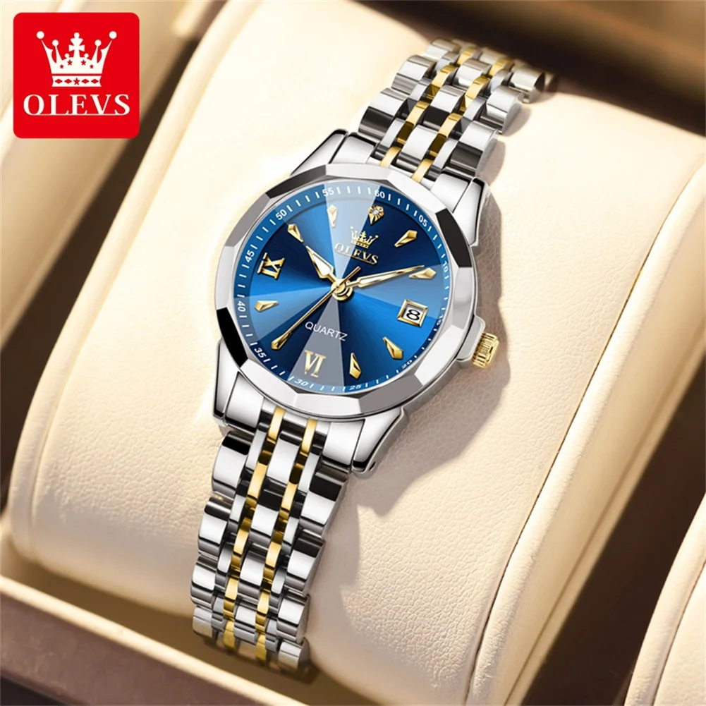 OLEVS Women\'s Watches Elegant Casual Original Quartz Watch for Ladies Wateproof Stainless Steel Date Luminous Wristwatch New