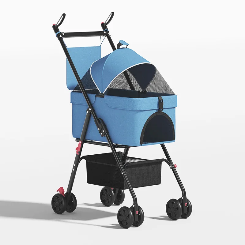 Lightweight Foldable Pet Stroller for Small Dogs Cats, Separable Outdoor Travel Pet Hand Trolley