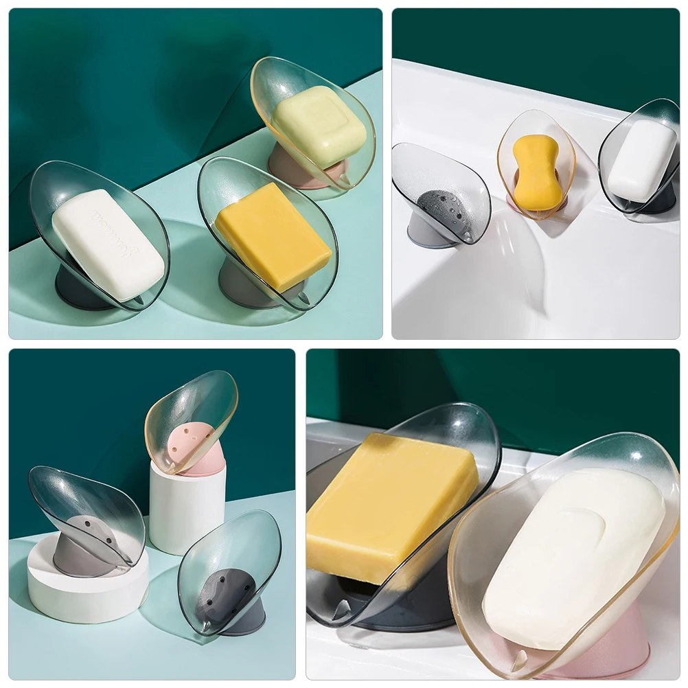 

2 Pcs Punch-free Soap Box Holder Storage Rack Dish Plastic Holders Draining Container