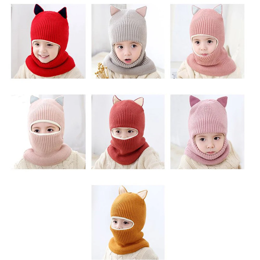 

Woolen Hat Beanie Bonnets Infant Hats s Winter Face Mask for One-piece