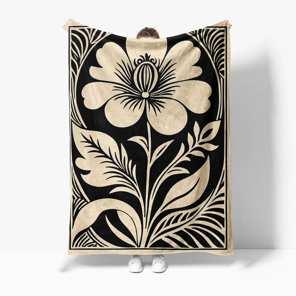 

Black and White Abstract Pattern Blanket Geometric Design Throw Sofa Bed Cover Decorative Home Textile