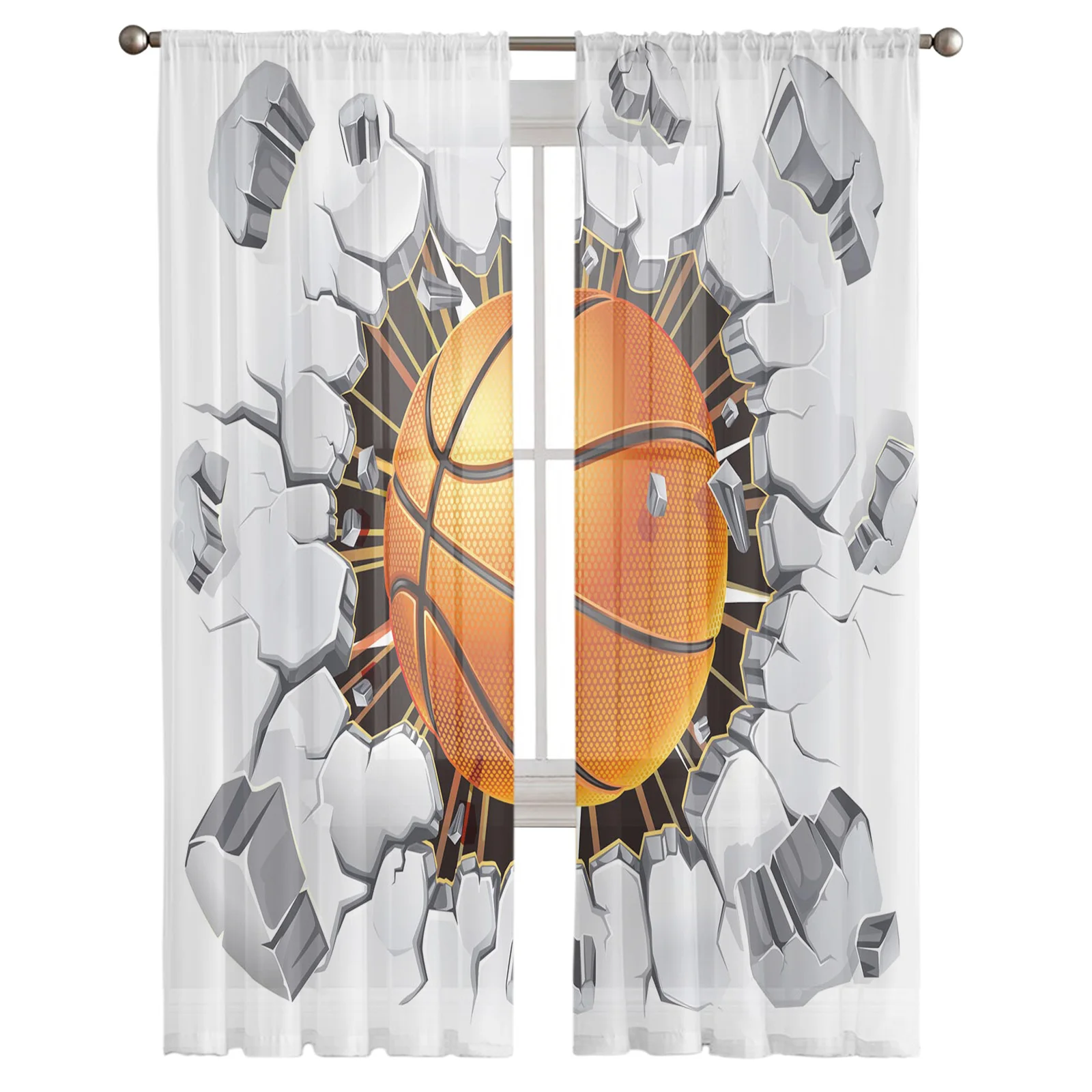 Sheer Curtains For Living Room Basketball Wall Crack Children's Bedroom Balcony Large Curtains Kitchen Dining Room Curtains