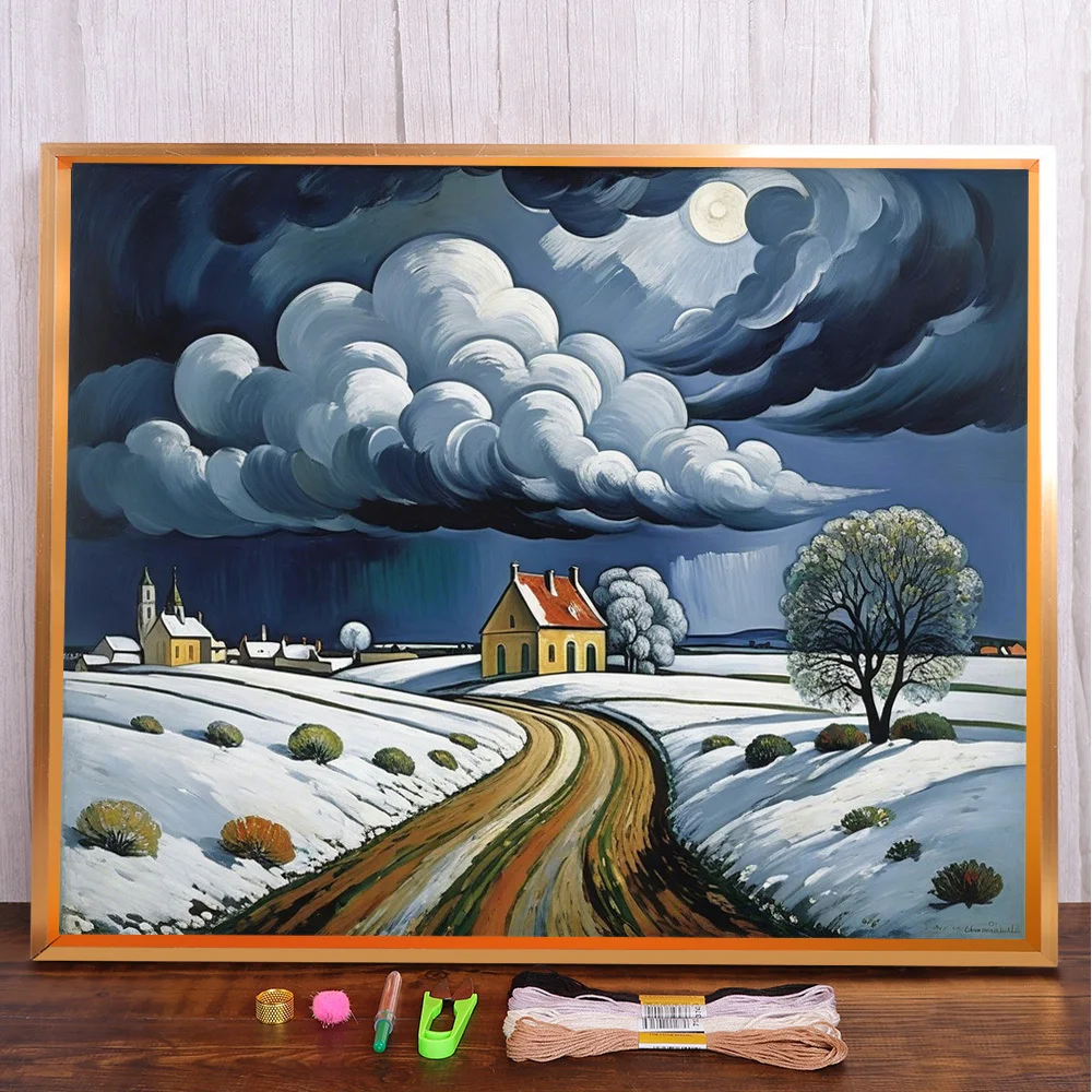 

Landscape Dark Cloud Printed Cross Stitch Set DIY Embroidery DMC Threads Craft Hobby Knitting Handicraft Gift Home Decor Design
