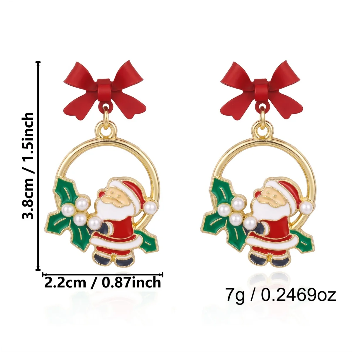 Niedliche, zwinkernde Weihnachtsmann-Ohrringe mit Bart für Damen, Cartoon-Lebkuchen-Weihnachtsbaum-Schleifen-Glühbirnen-Ohrringe, Schmuck – Detail 36