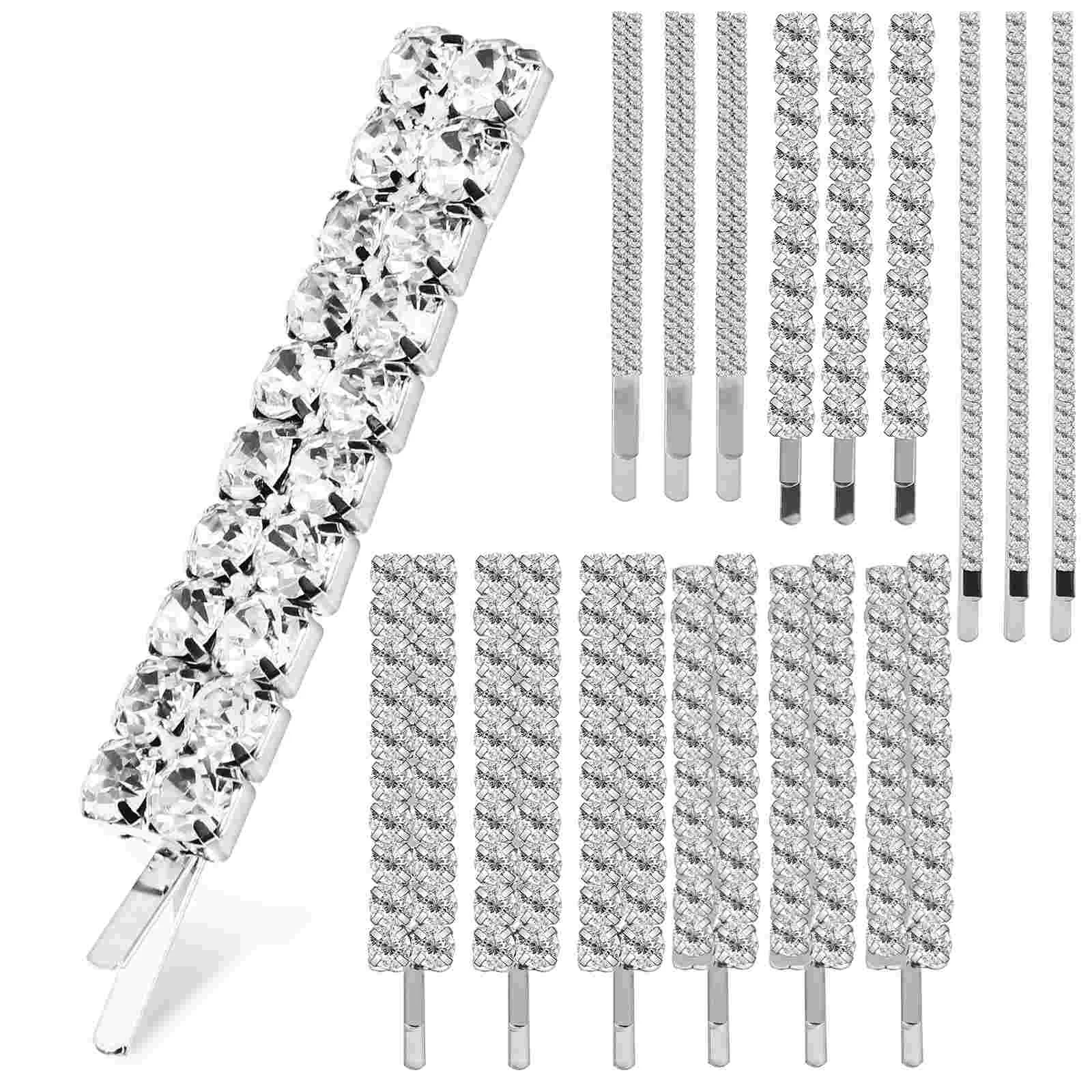 

15 Pcs Rhinestone Hair Clip Barrettes For Women Accessories Bling Clips Claw Crystal Metal With Rhinestones Bride