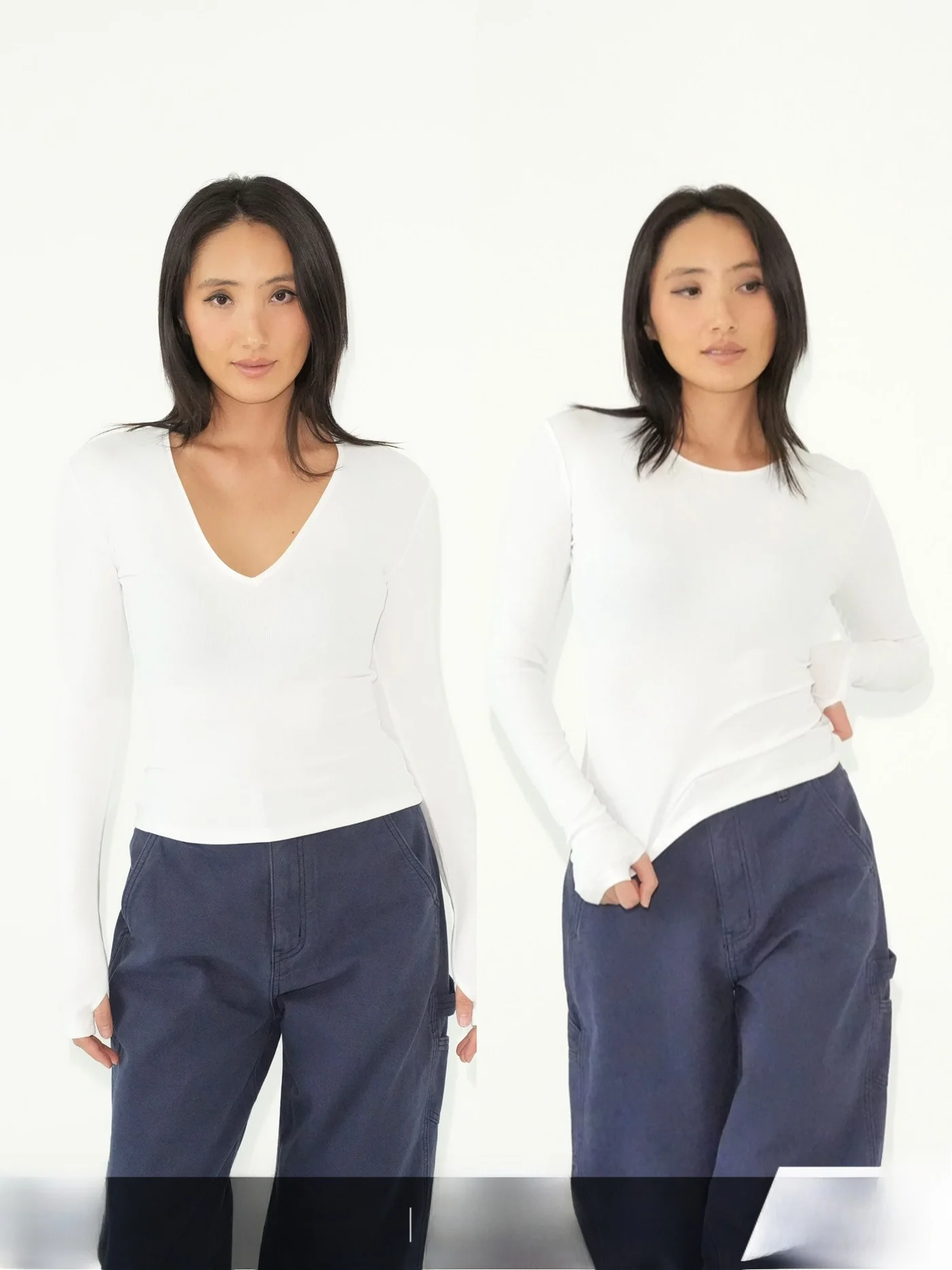 

WellD Handmade Svel V-Ne round Ne T-irt Women Slim Fit Versatile Base Layer Top Casual Sle Cotton Blend Long Sl...